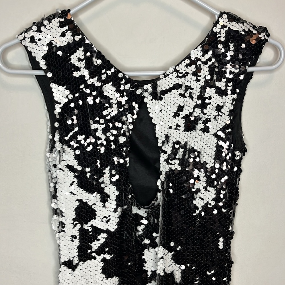 Aidan Mattox Black And White Sequin Mini Dress - image 7